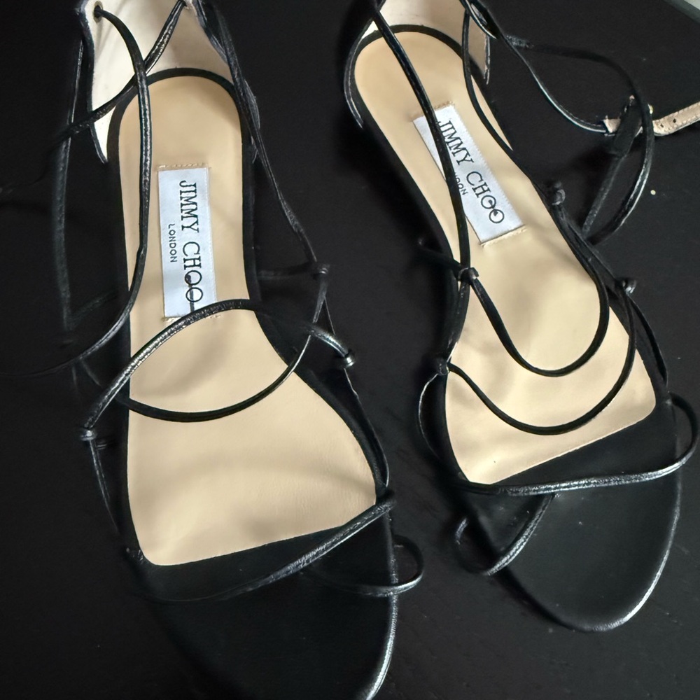 Jimmy Choo Black Strappy Lace-Up Sandals – Size 34.5